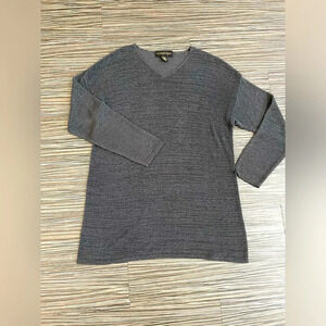 Classiques Entier Charcoal V-Neck Blouse - Rayon & Polyester Blend Small